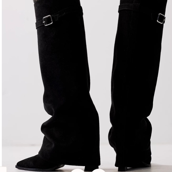 Free People Felicity Black Suede Boots size 7 - Picture 5 of 13